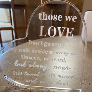 Beautiful heart-shaped acrylic bereavement gift